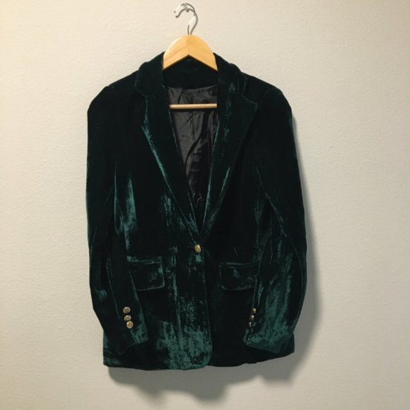 Women Silk Green Suit Jacket Size Small - Picture 2 of 8